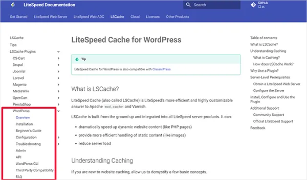 تفاوت در مستندات افزونه های LiteSpeed Cache و WP Rocket